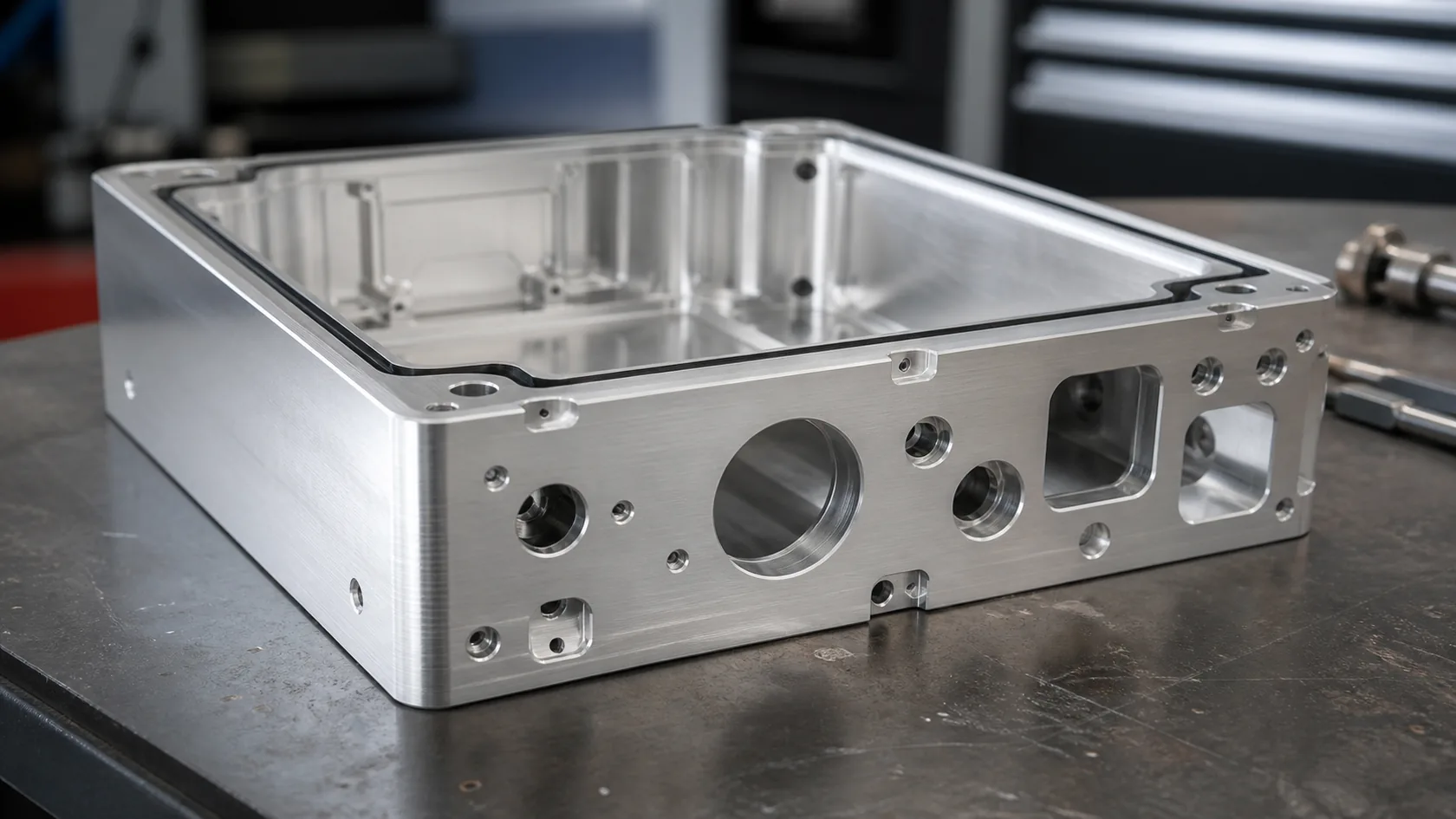 CNC machined aluminum outdoor electronics enclosure with precise cutouts