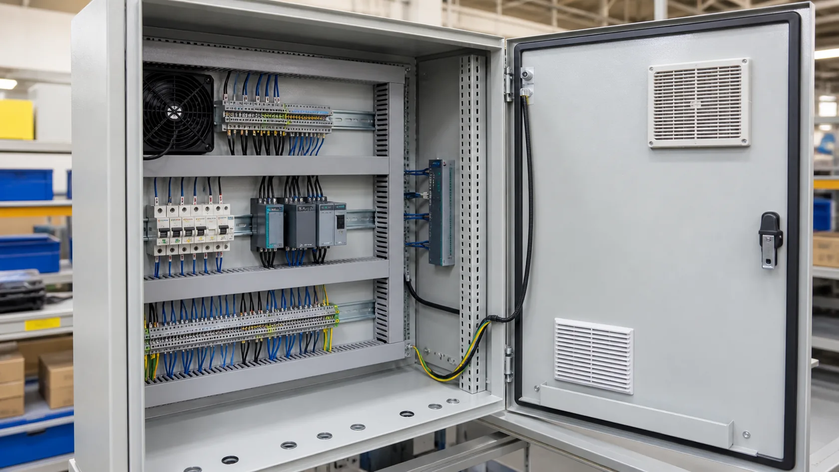 Electrical control enclosure sized for wiring airflow and service access