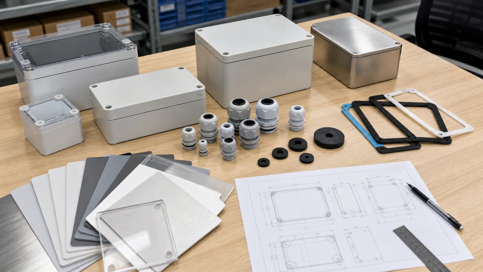 Electrical enclosure materials cable glands and gasket samples for selection
