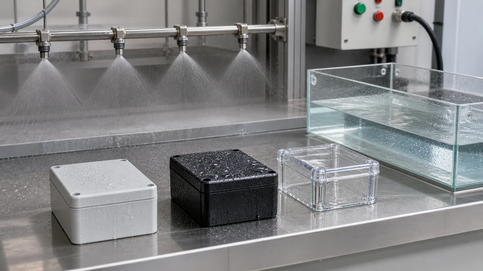 IP65 IP66 and IP67 enclosure water test comparison