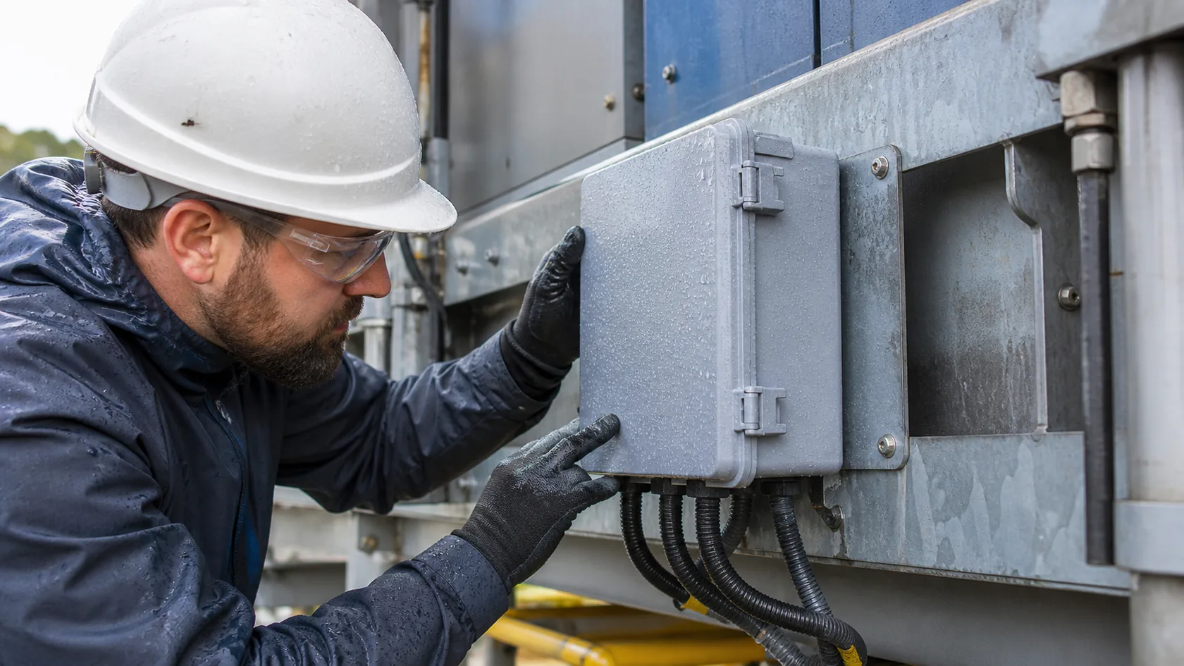 Outdoor enclosure maintenance inspection after rain