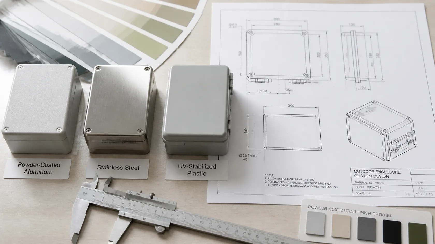 Outdoor enclosure material comparison for aluminum stainless steel and plastic