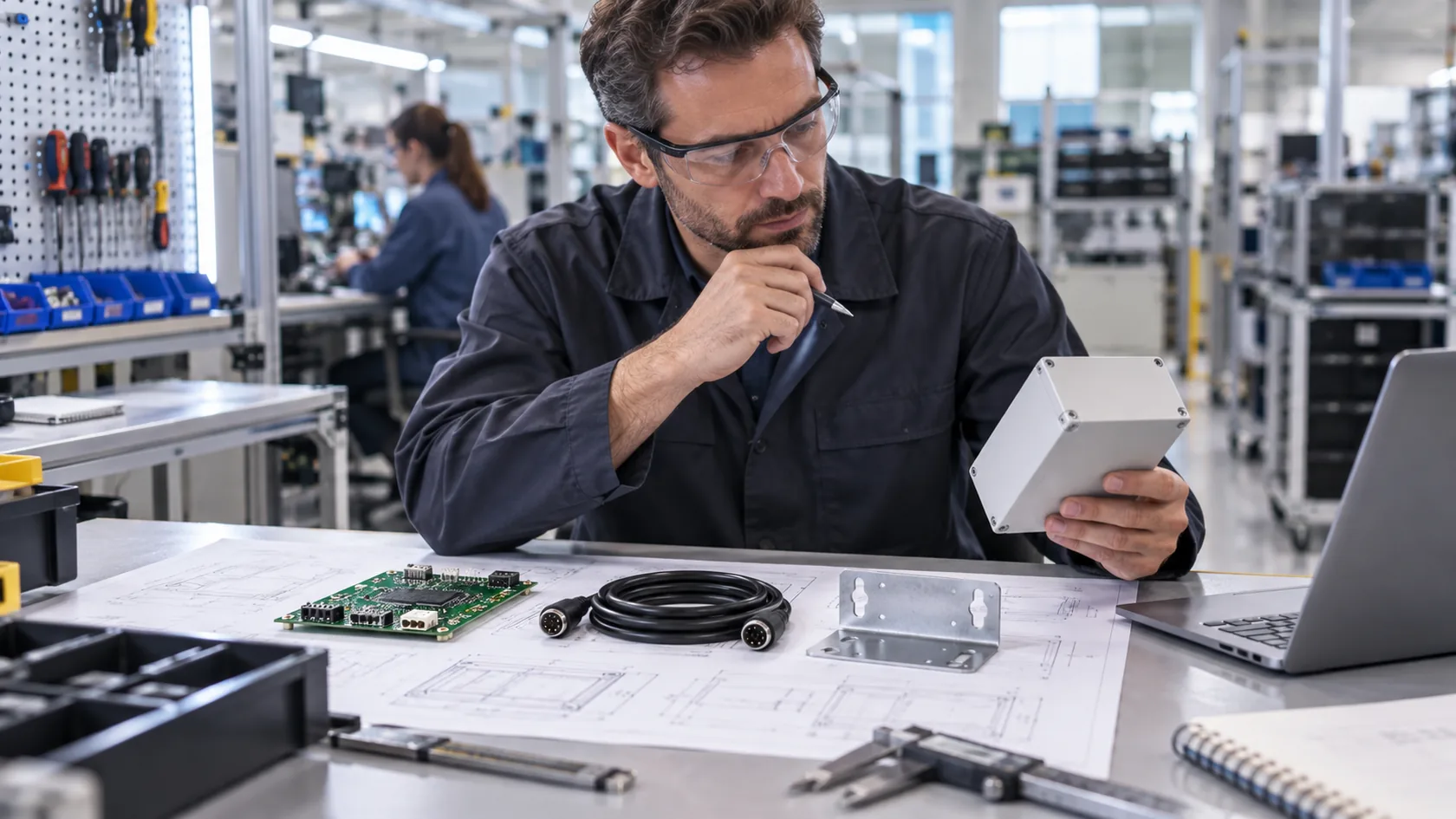 Engineer defining electronic enclosure application and installation requirements