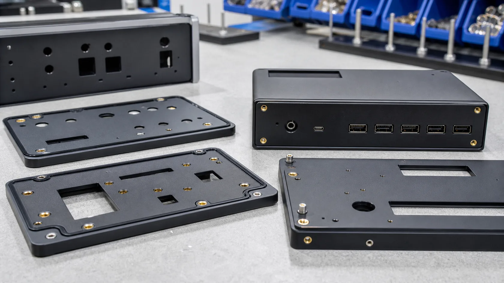 Finished enclosure panels with efficient cutouts and protective finish