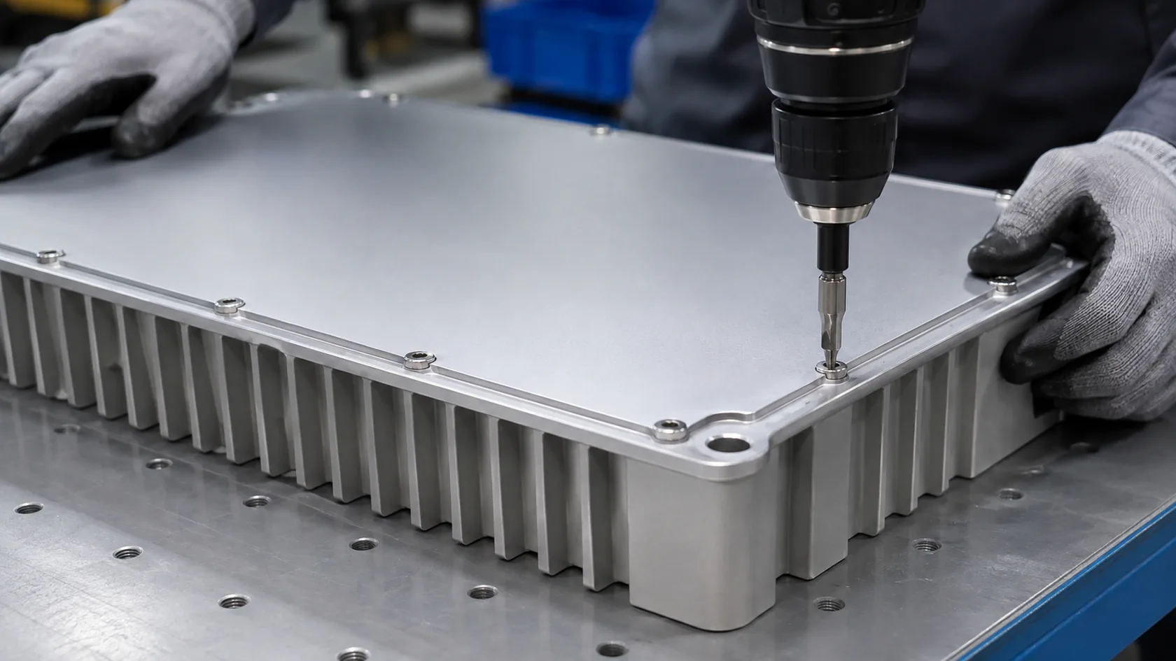 Torque-controlled fasteners closing an enclosure cover over a continuous gasket groove