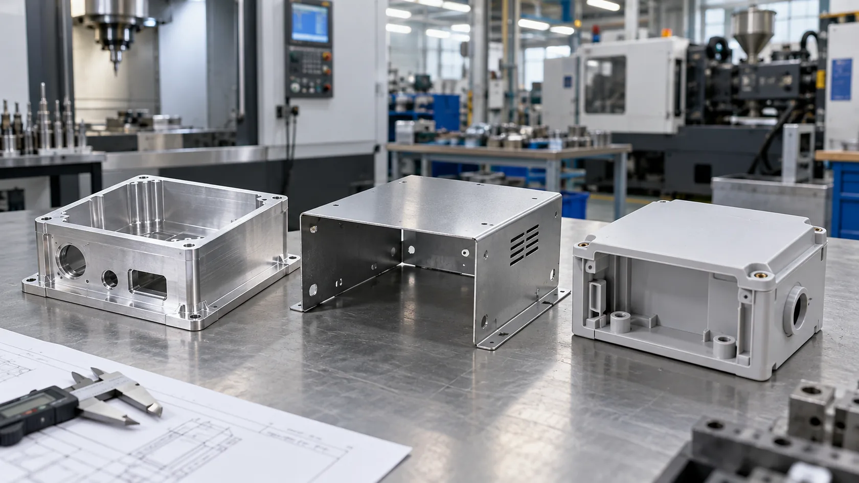 Factory comparison of machined sheet metal and molded electronic enclosures