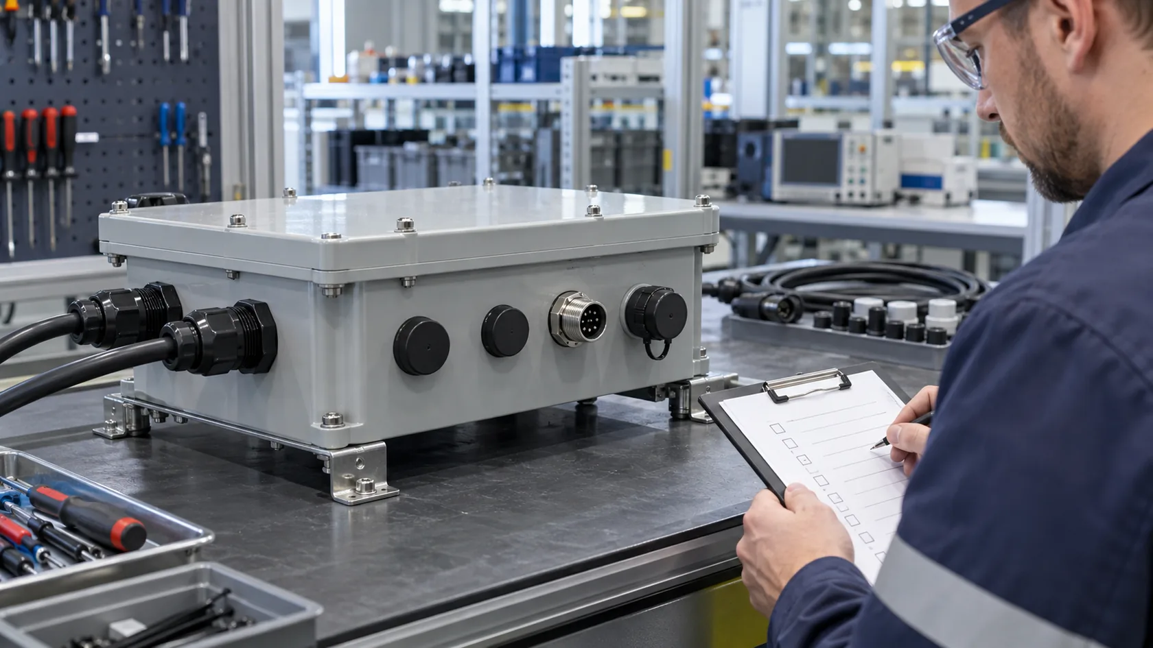 Complete industrial enclosure configuration under final verification