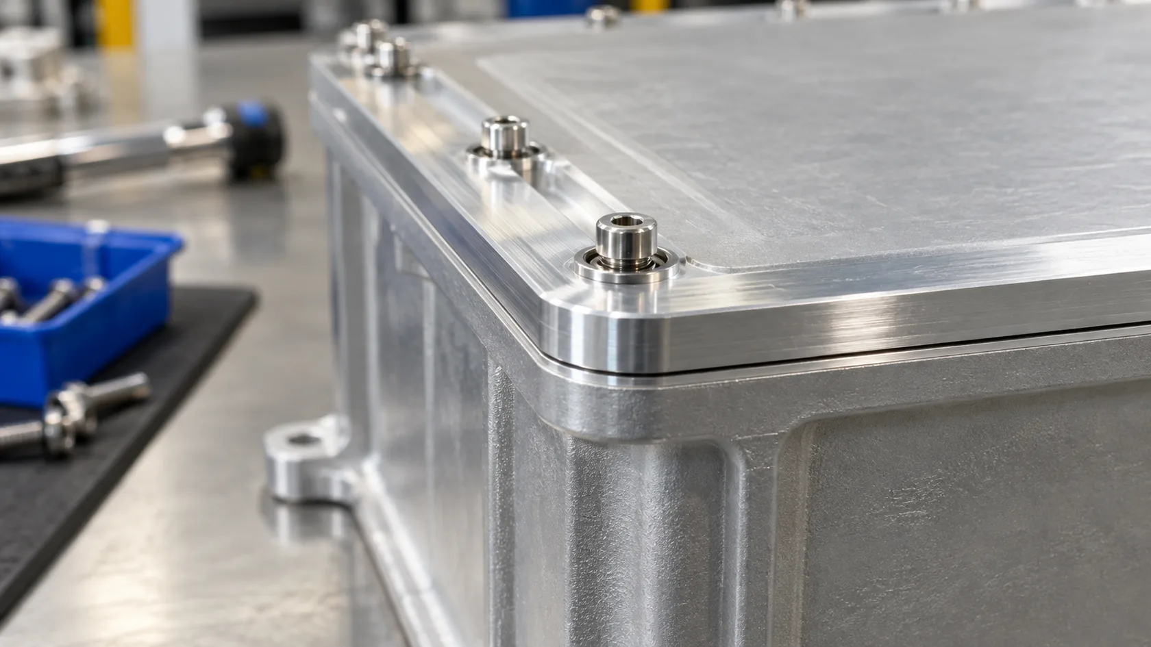 Engineer reviewing bonding requirements beside an open aluminum control enclosure