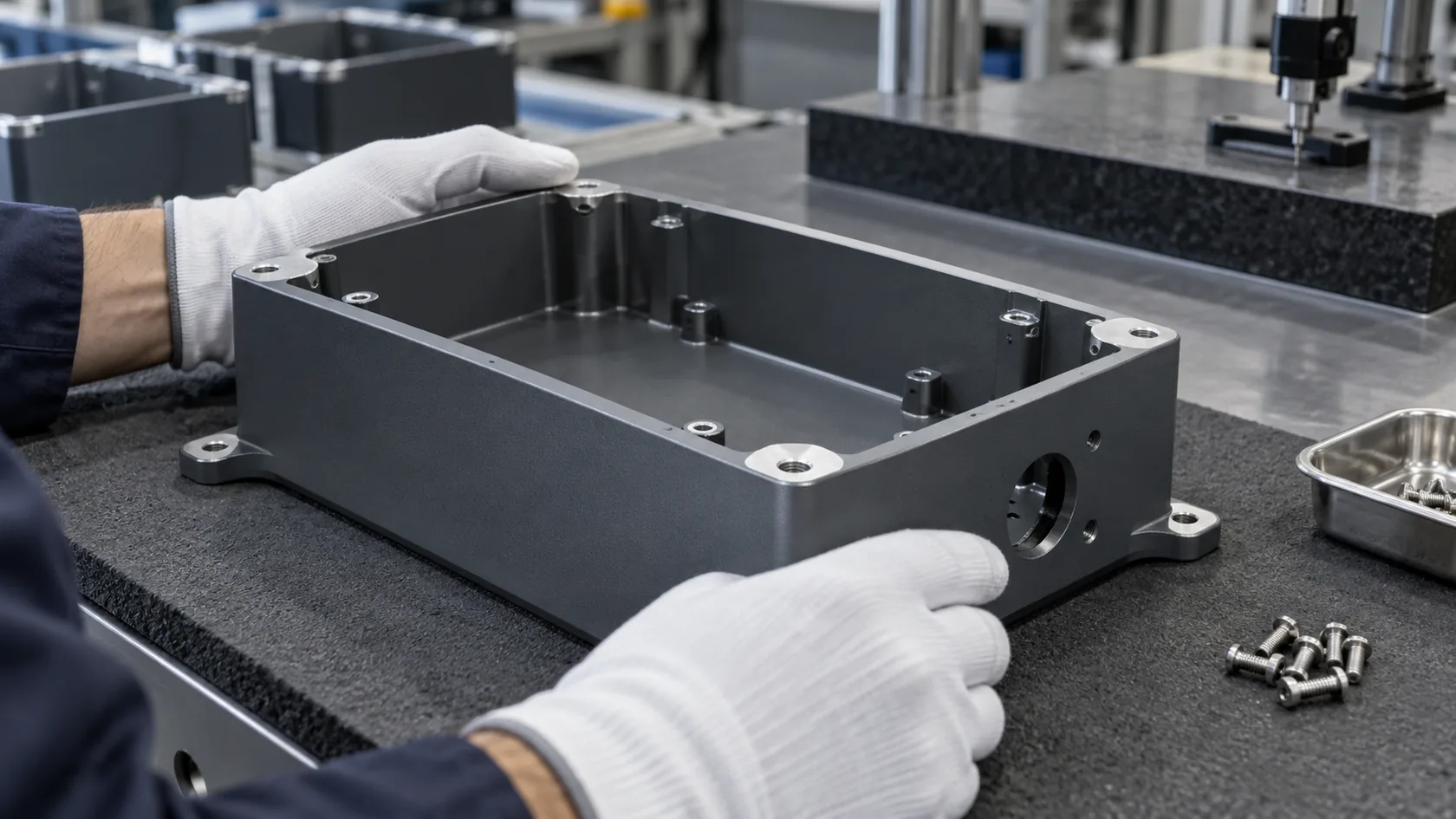 Copper braided bonding strap joining removable aluminum enclosure lid to chassis