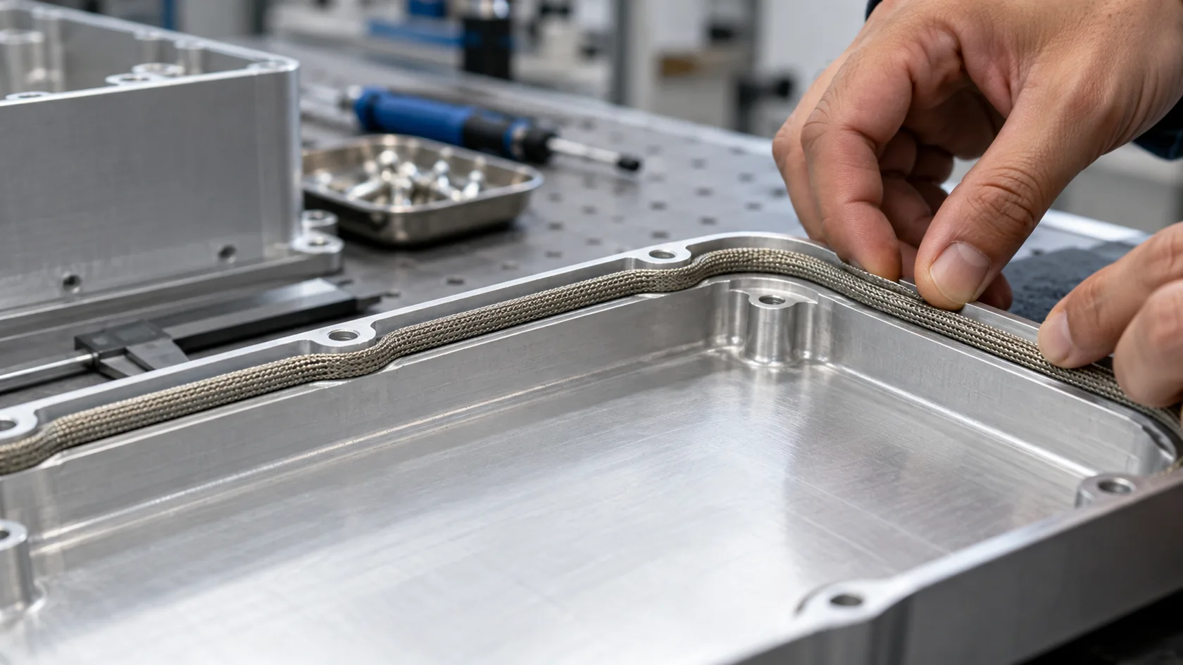 Metal spring fingers making contact along removable aluminum enclosure cover edge